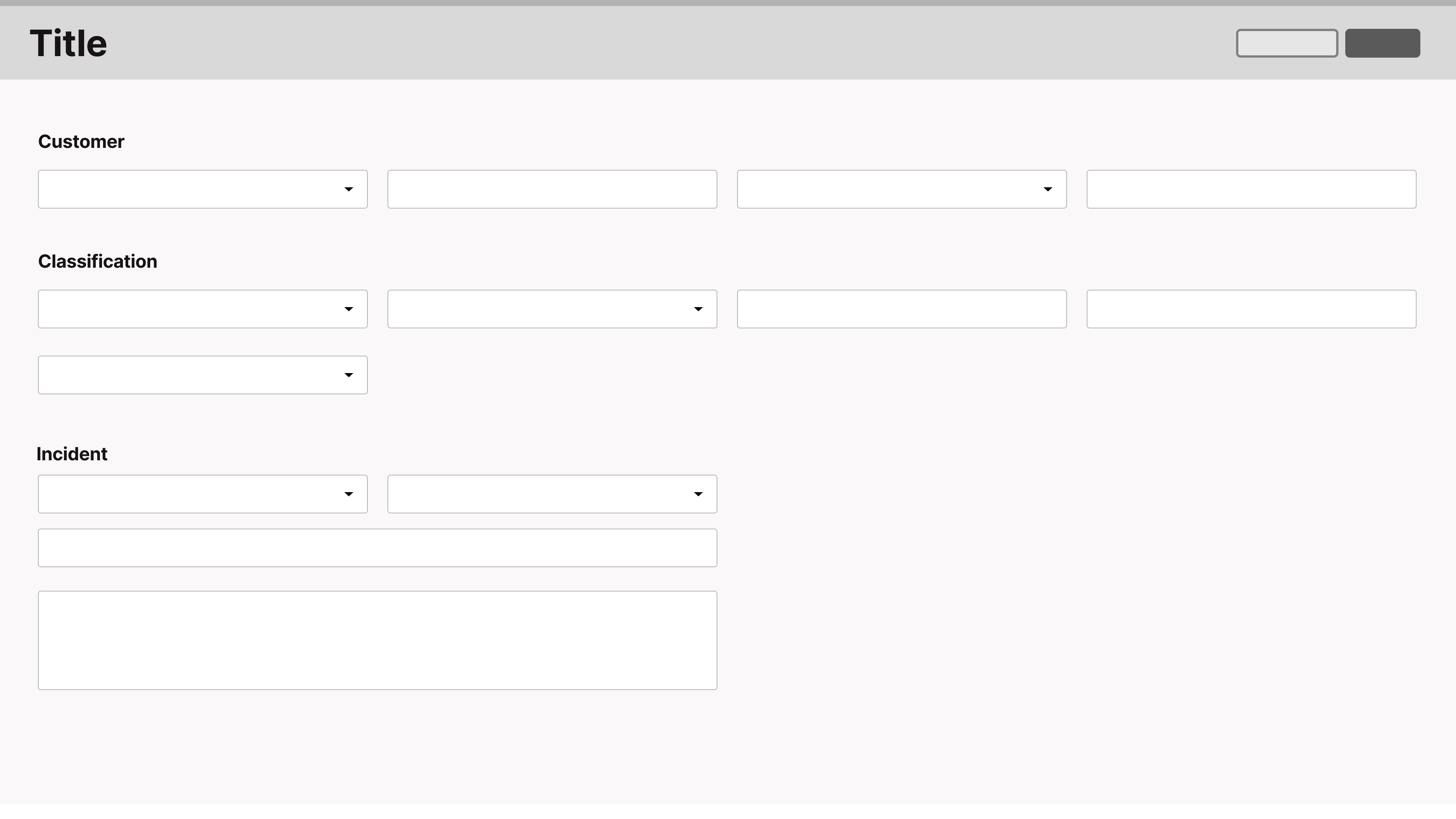 Redesigned case creation interface structured into three focused sections.