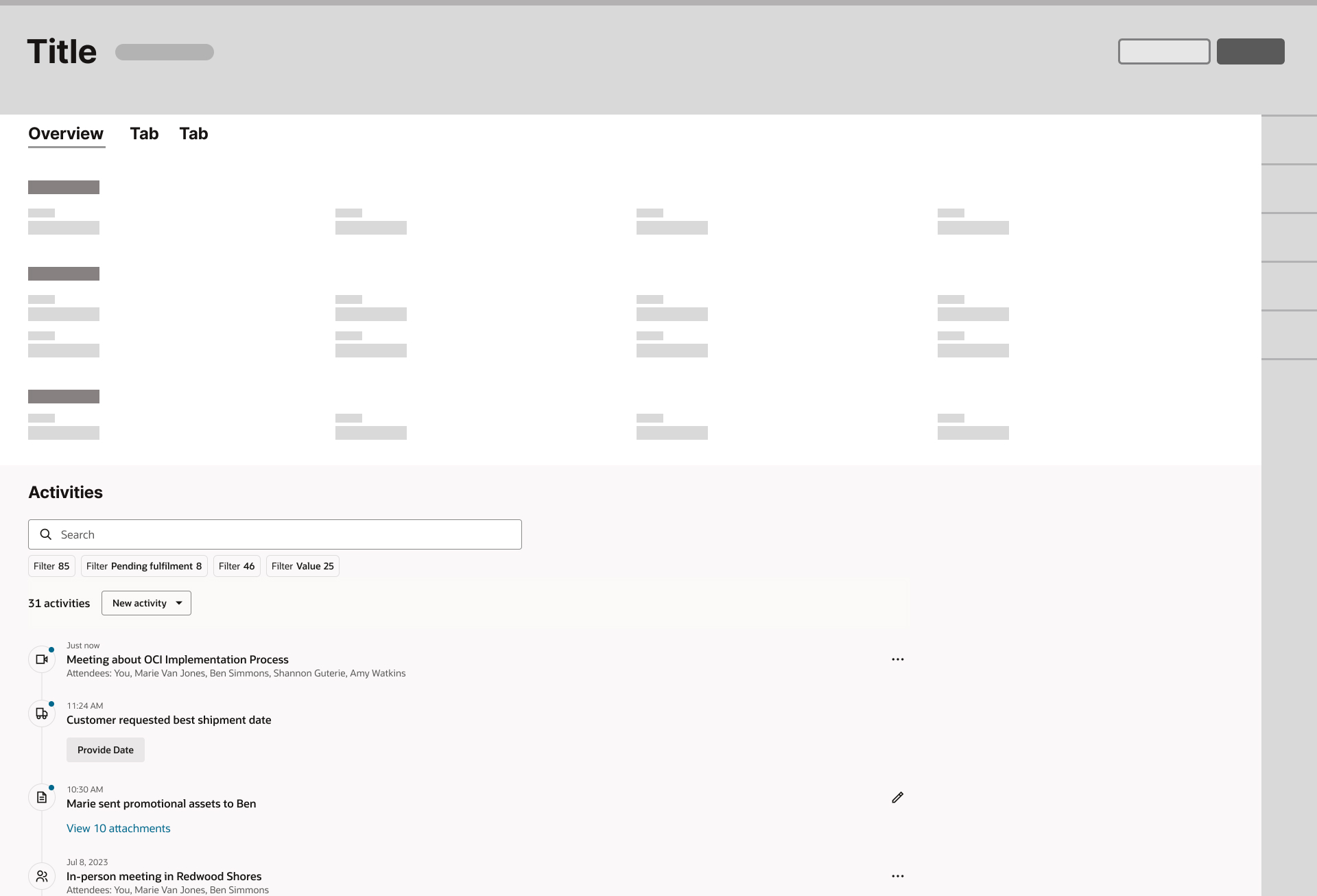 Redesigned timeline presenting case events and information in a continuous chronological view.