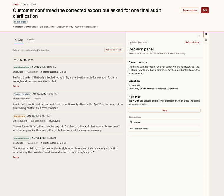 AI-native case management system interface
